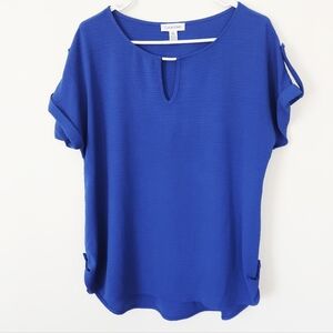 Calvin Klein Royal Blue Roll Tab Blouse Medium